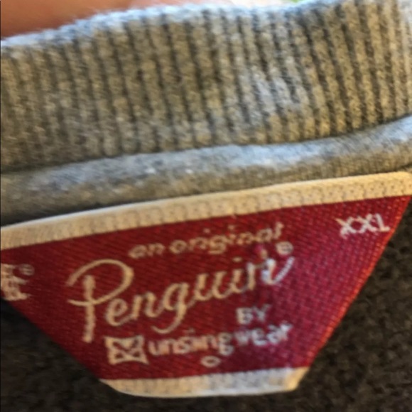 Penguin Munsingwear Gray Fleece Sweater Crew XXL Men Cotton White Thread Design - Picture 6 of 9